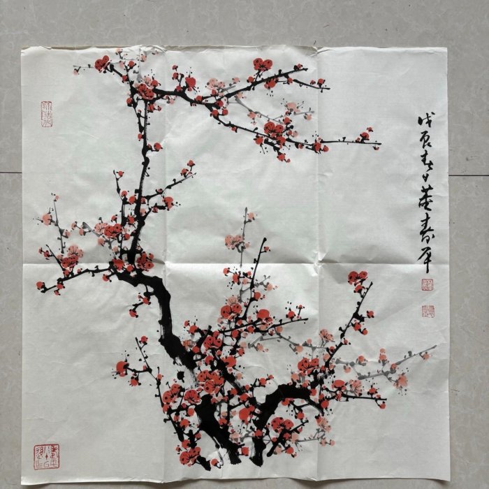 董寿平　梅花　木版画　在銘 52f83697-351d-4917-ac03-