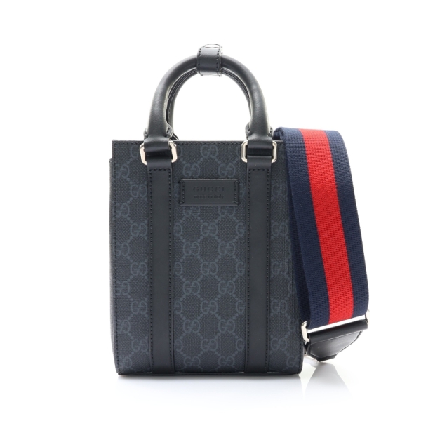 GUCCI 古馳 兩用包 黑色 GG Supreme帆布 牛皮 696010 【二手名牌BRAND OFF】