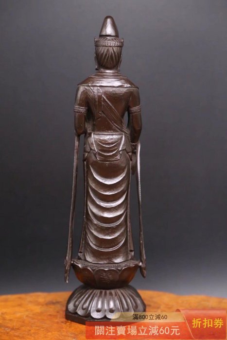 可議價日展作家日本金工名家石崎秀峰作《鑄銅制真見佛觀音菩薩立像