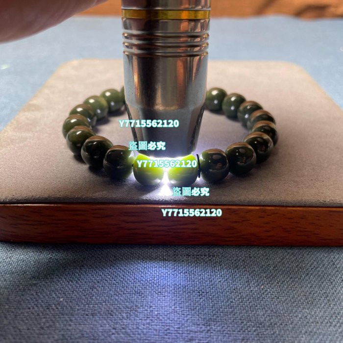 葉）新疆和田玉藍調青玉特色西瓜皮老型珠手串， 豆青色沙棗青色黑青玉