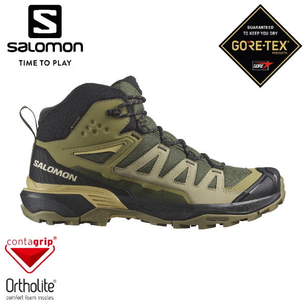龍門　幅約360！　限定 SALOMON 索羅門男X ULTRA 360 GTX 中筒登山鞋《橄欖綠/岩綠/綠