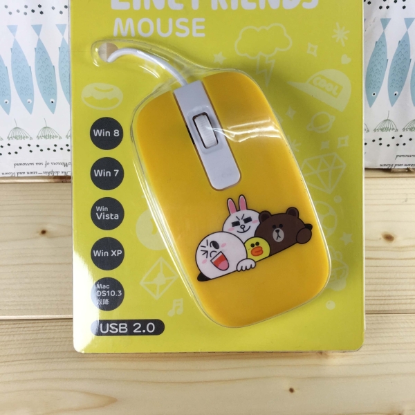 【震撼精品百貨】LINE FRIENDS 兔兔、熊大~滑鼠-熊大家族綜合圖案-黃色