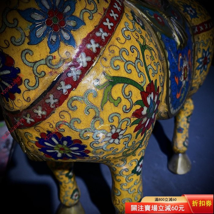精品収蔵・銅製・金鍍・景泰藍・琺瑯彩・寶石嵌・駿馬】・置物・古賞物
