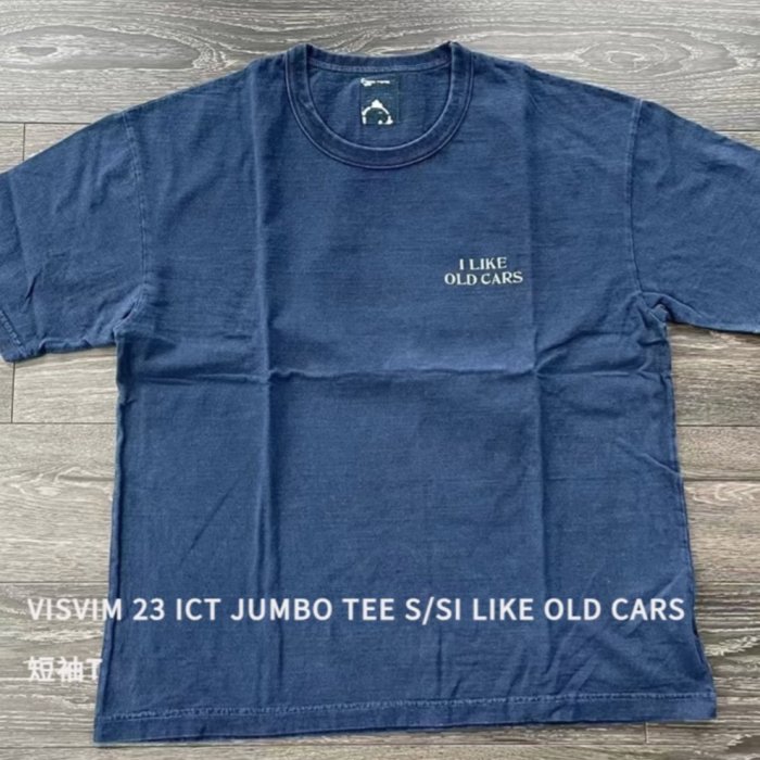 日本VISVIM潮牌23SS新款JUMBO TEE藍染色水洗做舊男裝短袖T恤tee