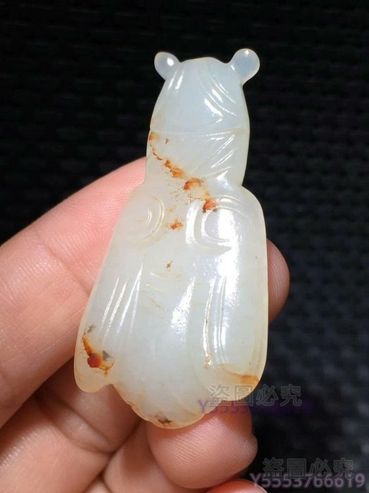 和田玉古玉白玉蟬掛件玉質溫潤細膩雕工精致蟬形生動造型優美頭部圓潤
