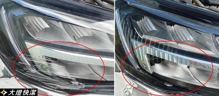 大燈快潔現場施工 FORD 福特 Focus MK4 原廠大燈泛黃霧化拋光翻新處理