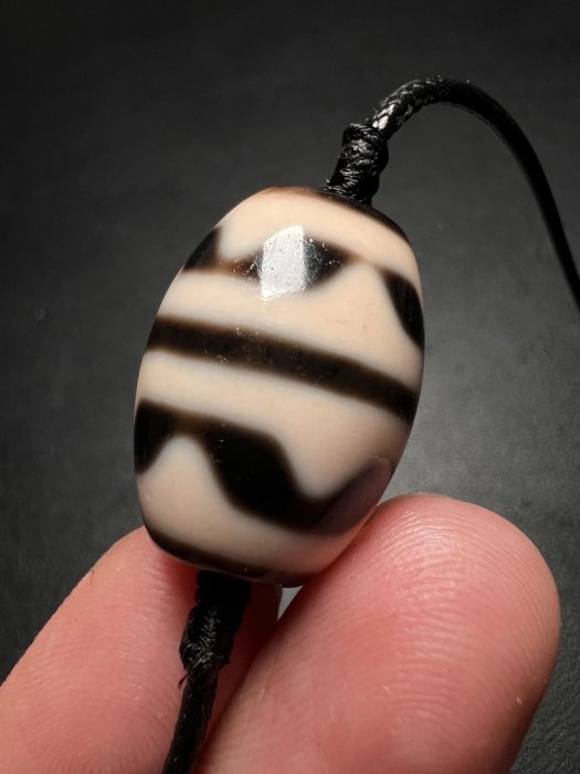 嚴選聚緣古法雙虎牙達洛天珠，尺寸：mm，適合收藏古玉天珠聚緣天珠古法