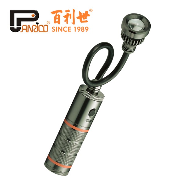 【Panrico 百利世】台灣製造A62A 3W磁性可彎式大頭高亮度LED手電筒 蛇管工作燈 CREE燈株