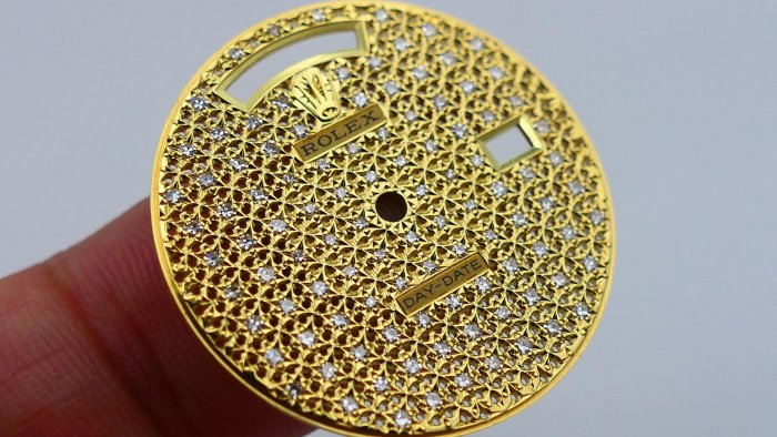 【單售面盤】蜂巢滿天星!ROLEX勞力士原裝整片18K K金面盤!