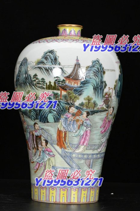 特惠、誠購可議價』清雍正：琺瑯彩人物風景美人圖美瓶，高37.8厘米