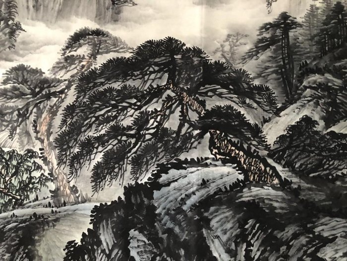 Z244【徐悲鴻】山水畫，六尺橫幅純手繪作品尺寸約：238*100厘米未裝裱