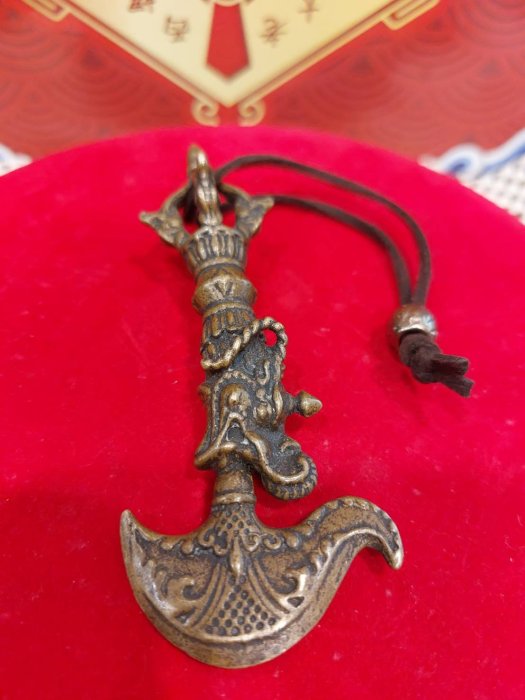 大瑞古玩~早期老件藏傳/純銅降魔鉞刀金剛斧/降魔鉞刀法器金剛降魔斧