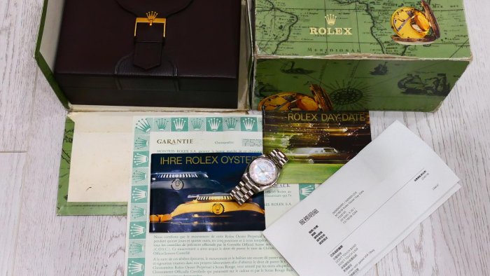 【美好時光】罕見型號勞力士ROLEX 18039白K款Daydate盒單全配特殊面(18038 18238 18239參考)