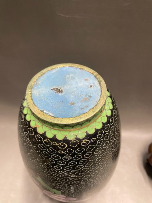 景泰藍花瓶掐絲琺瑯銅胎黑地花卉紋| Yahoo拍賣
