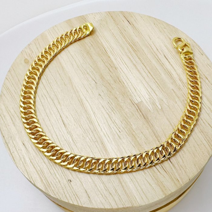 金泰源銀樓 純金 9999 黃金 2.12錢 空心 雙扇 扁鍊 古巴鍊 手鍊 手環 女生 女款 大版 蕭邦鍊 s01