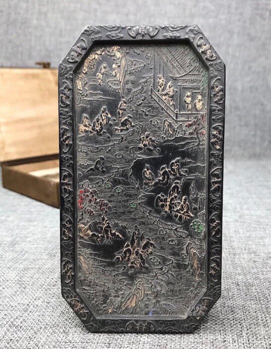 嚴選曹素功《蘭亭高會》徽墨文房精品傳承古法松墨體積：14.5x7.7x2公分
