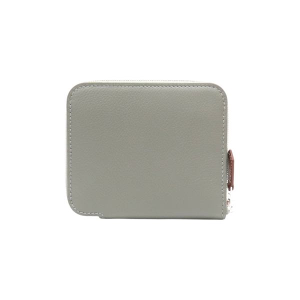 HERMES 愛馬仕 錫器灰 Evercolor 牛皮 Silk In Compact 拉鍊 零錢包 W刻 【二手名牌BRAND OFF】
