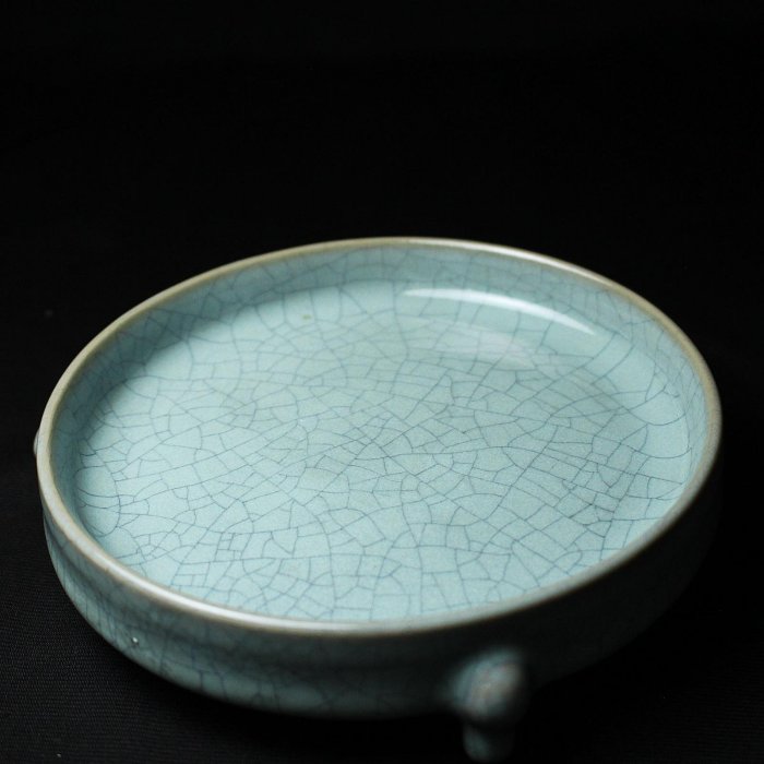 桑園の】宋代汝窯天青釉冰裂紋支釘三足洗陶瓷盤D 3355 | Yahoo拍賣