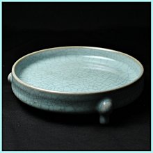 桑園の】宋代汝窯天青釉冰裂紋支釘三足洗陶瓷盤D 3355 | Yahoo拍賣