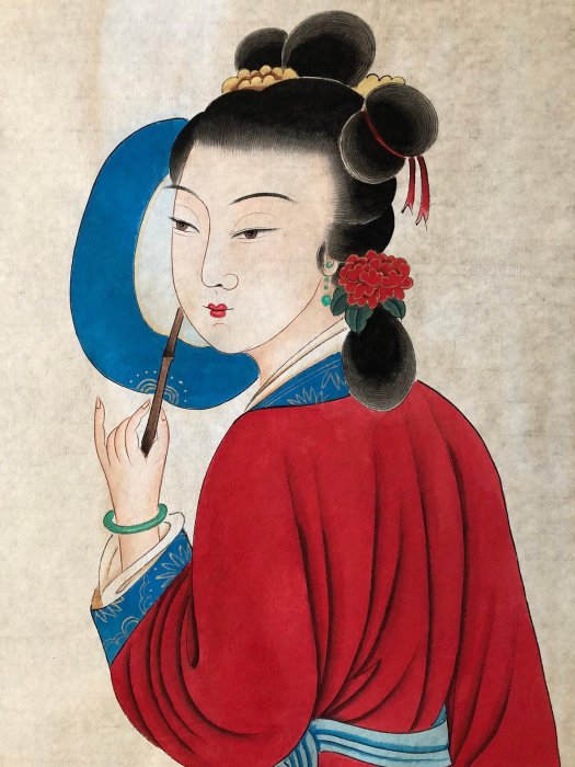 Z96【張大千】人物，四尺豎幅純手繪作品尺寸約：133*66厘米未裝裱，帶