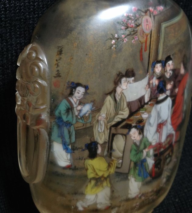 鼻煙壺水晶鼻煙壺內畫人物名家落款@寶進堂@ | Yahoo拍賣