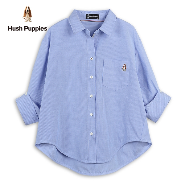 Hush Puppies 襯衫 女裝知性細條紋開襟七分袖襯衫