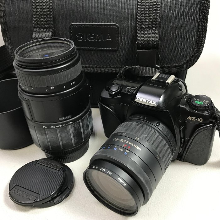 【藏舊尋寶屋】老日本 Pentax Z-10+28-80mm f3.5-4.5/SIGMA 70-300MM單眼底片相機 一機雙鏡 附相機包※250614061