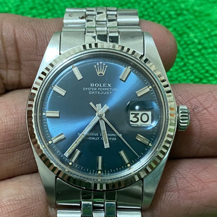 Rolex 1601 停產最帥藍色寬版釘老面盤及老卷帶~1803,1680,5513,1675,16610,16014~ | Yahoo拍賣