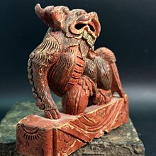 清代「木雕獅子」，礦物原彩，文房器，精工細作。 尺寸：長13cm，高