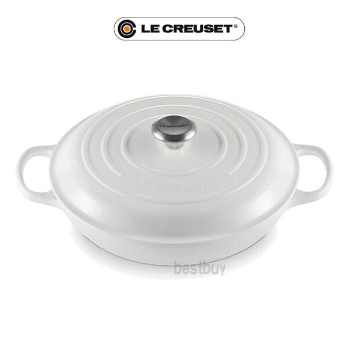Le Creuset White 白色 淺圓鍋 淺鍋 淺底鍋 壽喜燒鍋 淺圓鑄鐵鍋 鑄鐵鍋 30cm 新款
