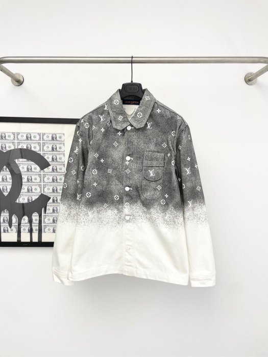 LV 路易威登 滿Logo星空漸變手繪 Louis Vuitton 牛仔襯衫 外套
