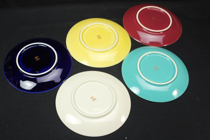 桑園の】收藏珍品香蘭社五色皿金蘭瓷器菓子皿薄胎茶盤茶托5客Q