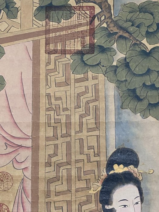 編號：14656 畫家：仇英仕女畫三尺中堂畫純手繪畫畫工精細。1 加材質