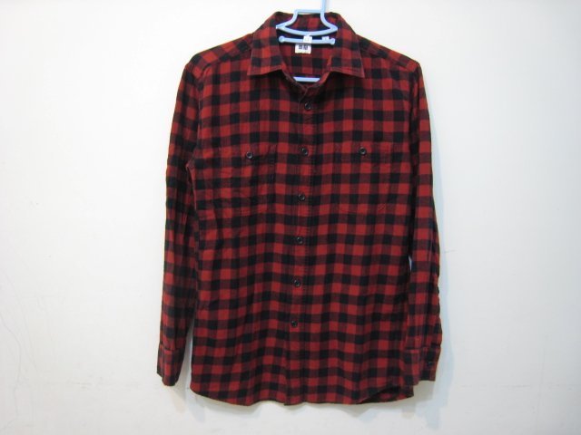 uniqlo 紅/黑 格紋 長袖襯衫/S