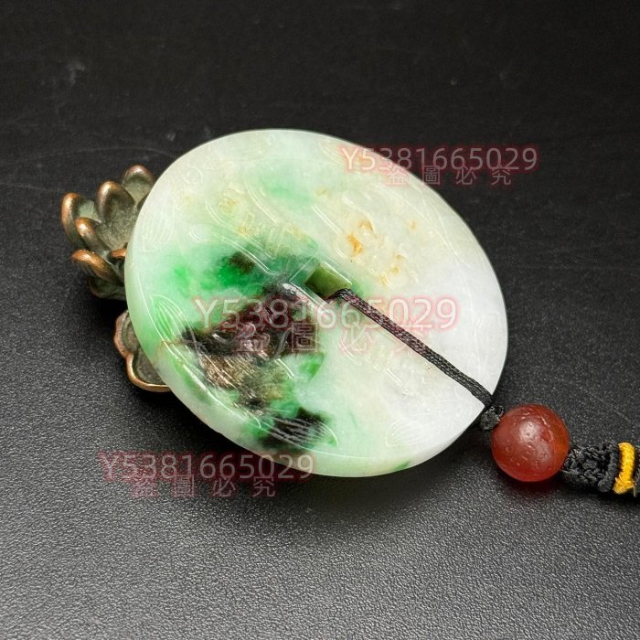 精美老坑翡翠！龍鳳呈祥！龍鳳玉佩！雕刻精美！玉質溫潤！直徑52mm厚