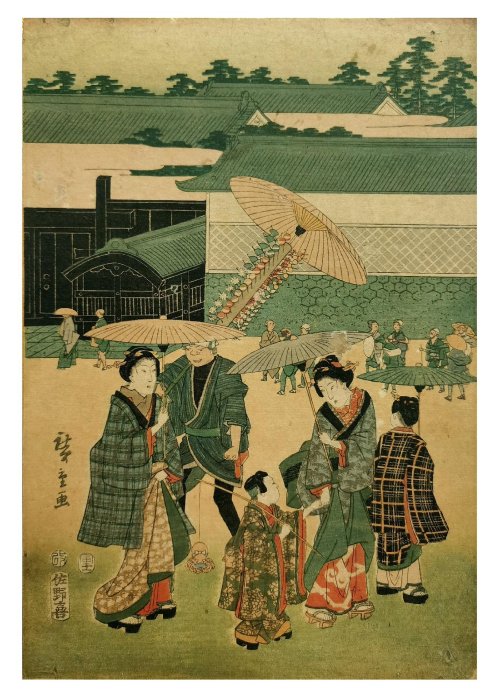 日本木版畫。歌川廣重作品。雕刻師佐野喜，拓印師。尺古董老物件
