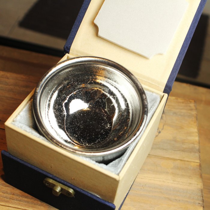 純銀盃　3点　合計約226g 桑園の】超美銀杯茶盞李志磊制銀雪建盞茶杯底部落款錦盒附Q 9260