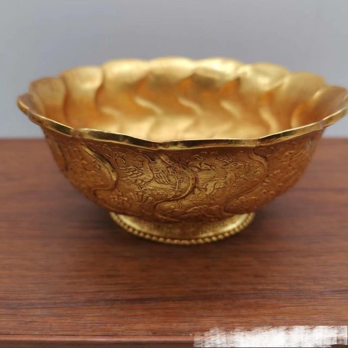 旧蔵 唐代 大唐貞觀款 鍍金銅酒杯』精銅製 小型酒器