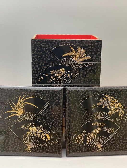 日本漆器沈金漆器輪島涂五重盒金蒔繪茶道具實木胎大漆| Yahoo拍賣