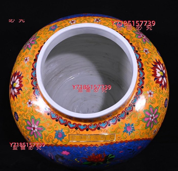 大明宣德年制掐絲琺瑯彩花卉魚紋蓋罐，高40×35厘米??13385A011820