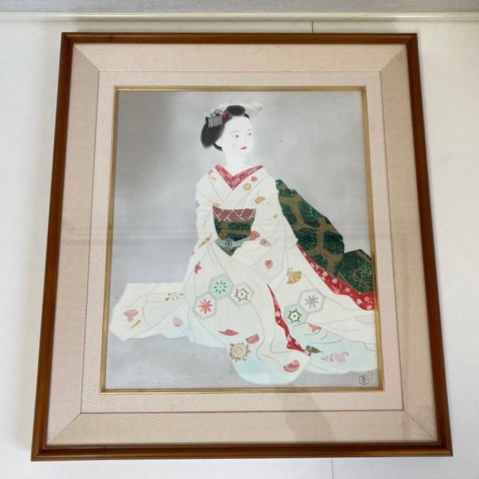 小倉遊亀版畫舞妓木版畫美人畫裱框| Yahoo拍賣