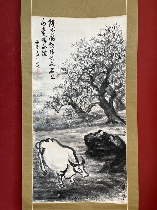 嚴選柴山全慶1581號書法茶掛海外回flow品，紙本綾裱老物件珍藏。畫心