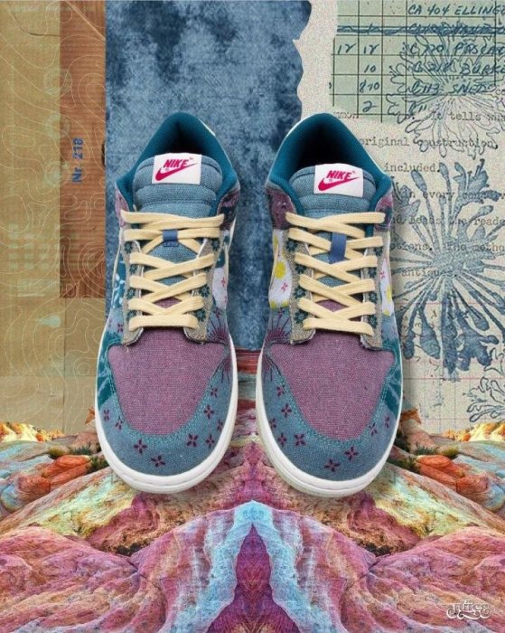 Nike Dunk Low Lemon Wash Community Garden 社區花園花卉樹葉懷舊水洗