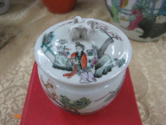 順治臻藏～sjc a111《早期收藏瓷器》**粉彩山水小蓋罐八大山人