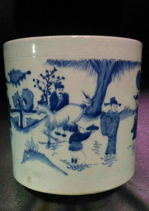 清朝康熙御窯青花瓷人物故事青花筆筒| Yahoo拍賣