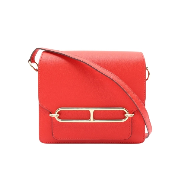HERMES 愛馬仕 Roulis Mini Evercolor牛皮 法拉利紅 肩背包 金扣 D刻 【二手名牌BRAND OFF】