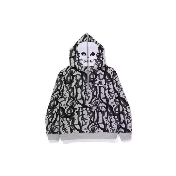 BAPE X NBHD NEIGHBORHOOD TRIAL CAMO TWO FACE HOODIE 聯名荊棘鯊魚連
