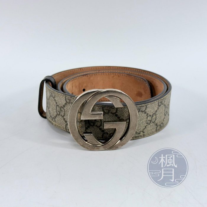 【一元起標 9/24】*GUCCI 411924 棕GG紋皮帶#90 #36