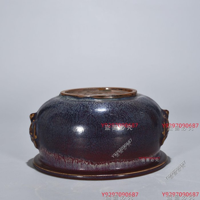 宋鈞窯玫瑰紫釉建中靖國款獸耳爐10*20厘米舊藏古董古玩【財神到】-1457