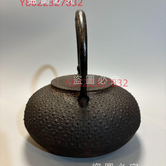 日本中古南部鐵器鈴木盛久工房十三代人間國寶鈴木繁吉龜甲細霰紋鐵瓶